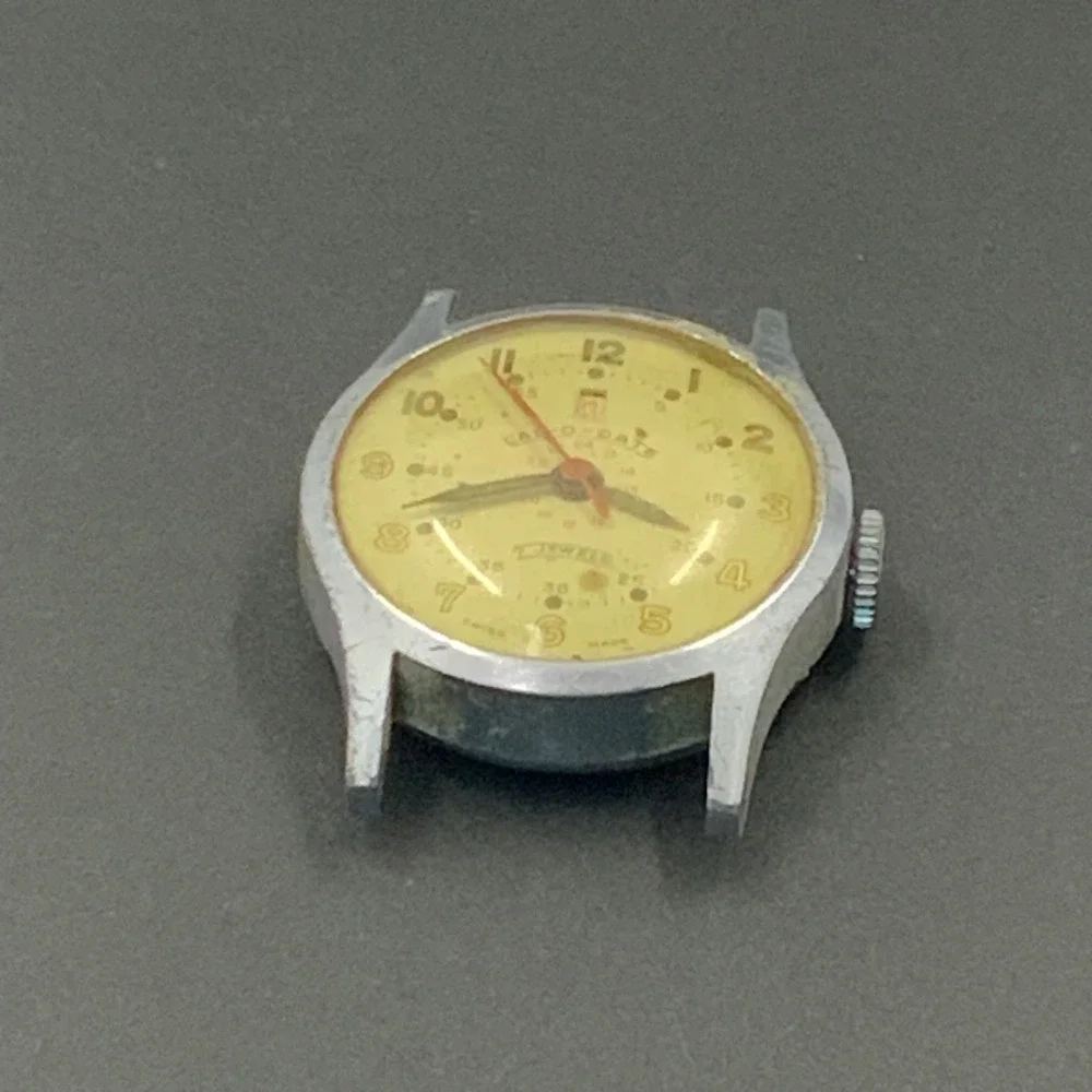 Vintage Cal-O-Date Swiss 7 Jewels Manual Wind Watch Head for Parts or Repair